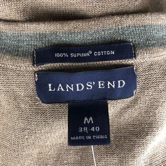 Lands' End Cardigan Sweater Supima Cotton Solid Brown Men's Medium M 38-40 - Picture 7 of 9